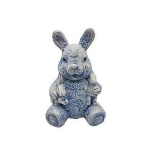 Vintage Ceramic Embossed Lace Easter Bunny Rabbit Bank Spring Decor Hobbyist